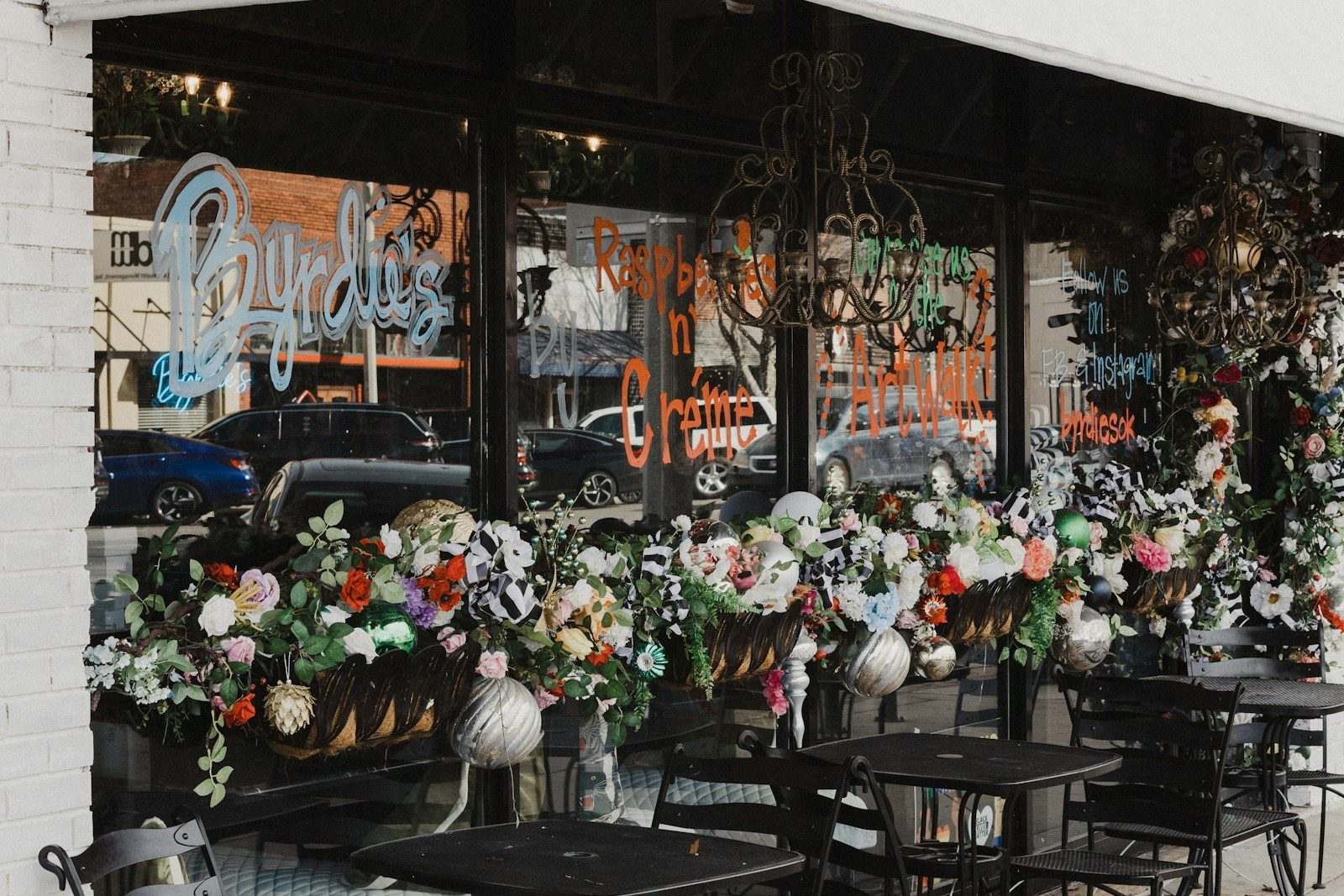 Local business storefront with outdoor seating, the kind of direct-to-customer operation that runs SMS marketing on CampaignCNX+