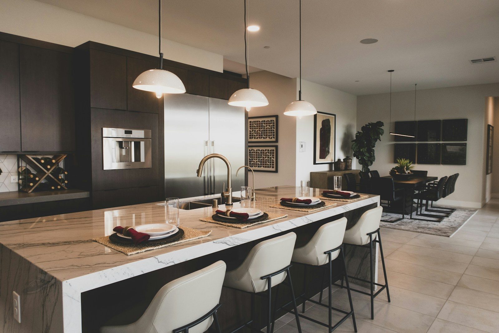 Modern staged kitchen ready for an open-house SMS alert sent to a real estate agent's buyer list
